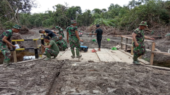 Pembangunan Jembatan 4 Desa Sungaiterap Selesai 70 Persen