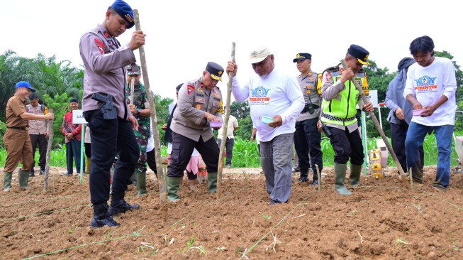 Mendukung Program Asta Cita Presiden RI,Polda Jambi Lakukan Penanaman Bibit Jagung.