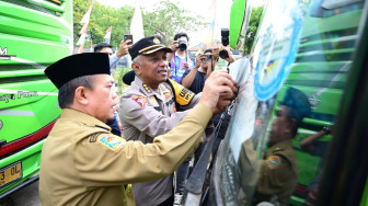 Polda Jambi Ikut Serta dalam Pelepasan Mudik Gratis dan Pencanangan Angkutan Lebaran Terpadu 2026 di Jambi