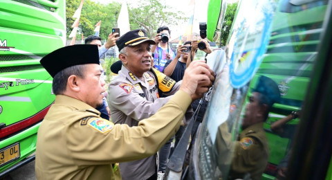 Polda Jambi Ikut Serta dalam Pelepasan Mudik Gratis dan Pencanangan Angkutan Lebaran Terpadu 2026 di Jambi